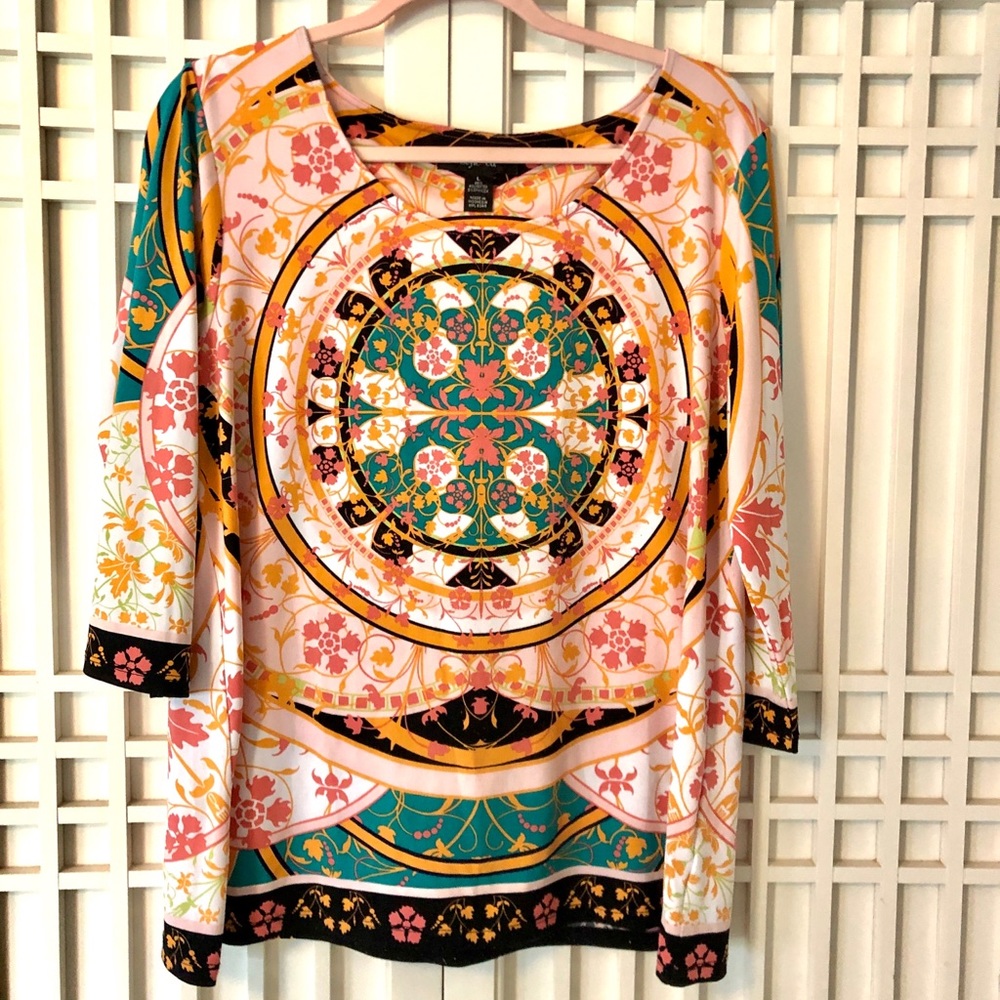 Style & Co bohemian print top.  Size L